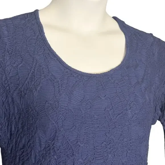 Sno Skins Dreamcatcher Crinkle Top Blouse Sz Large Scoop Neck Blue Soft Stretch - Picture 3 of 8